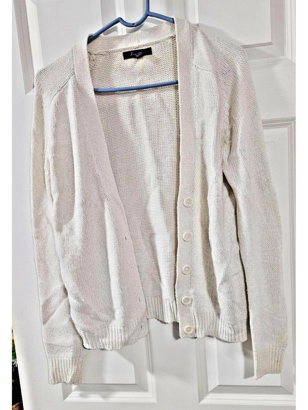 Forever 21 Beige Ribbed Button Front Lightweight Cardigan Sweater size Small
